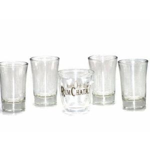 Set of 5 Shot Glasses-One Divided Center